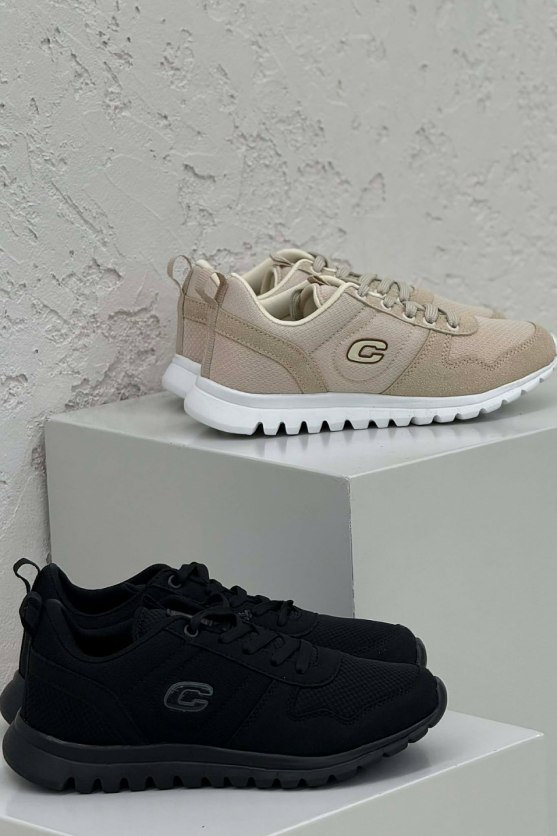 PACK OF 2 PIECES SIMPLE EVERYDAY ONE COLOR WOMEN SNEAKERS BLACK-BEIGE/ZEBE - 2