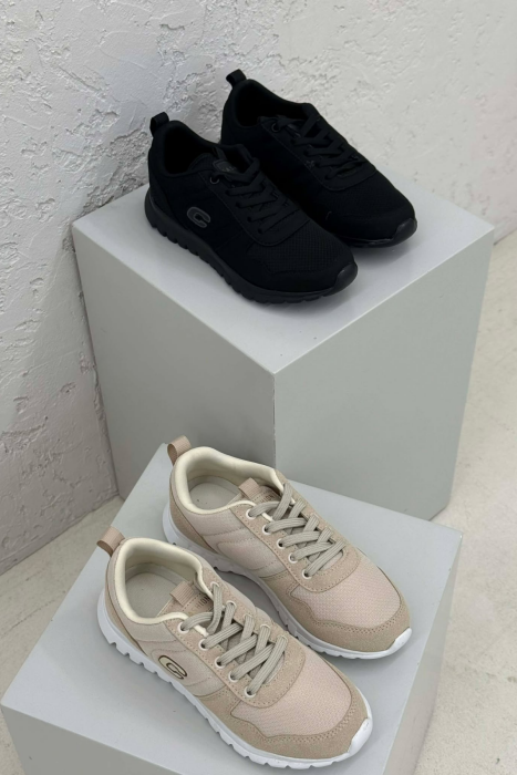 PACK OF 2 PIECES SIMPLE EVERYDAY ONE COLOR WOMEN SNEAKERS BLACK-BEIGE/ZEBE - 3
