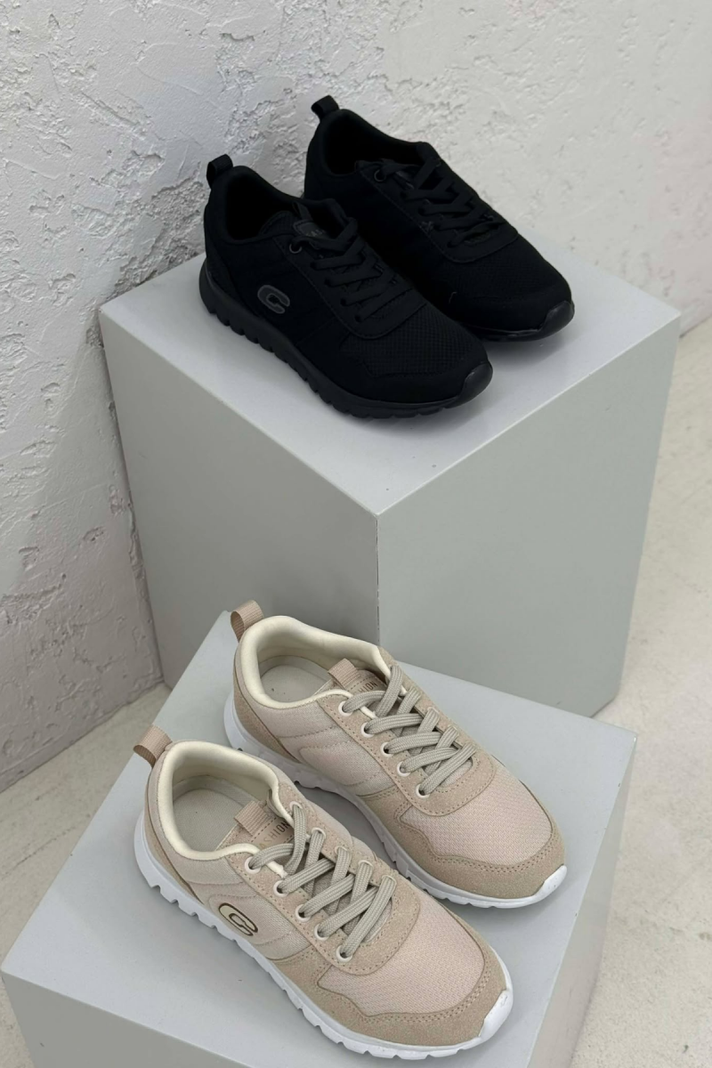 PACK OF 2 PIECES SIMPLE EVERYDAY ONE COLOR WOMEN SNEAKERS BLACK-BEIGE/ZEBE - 3