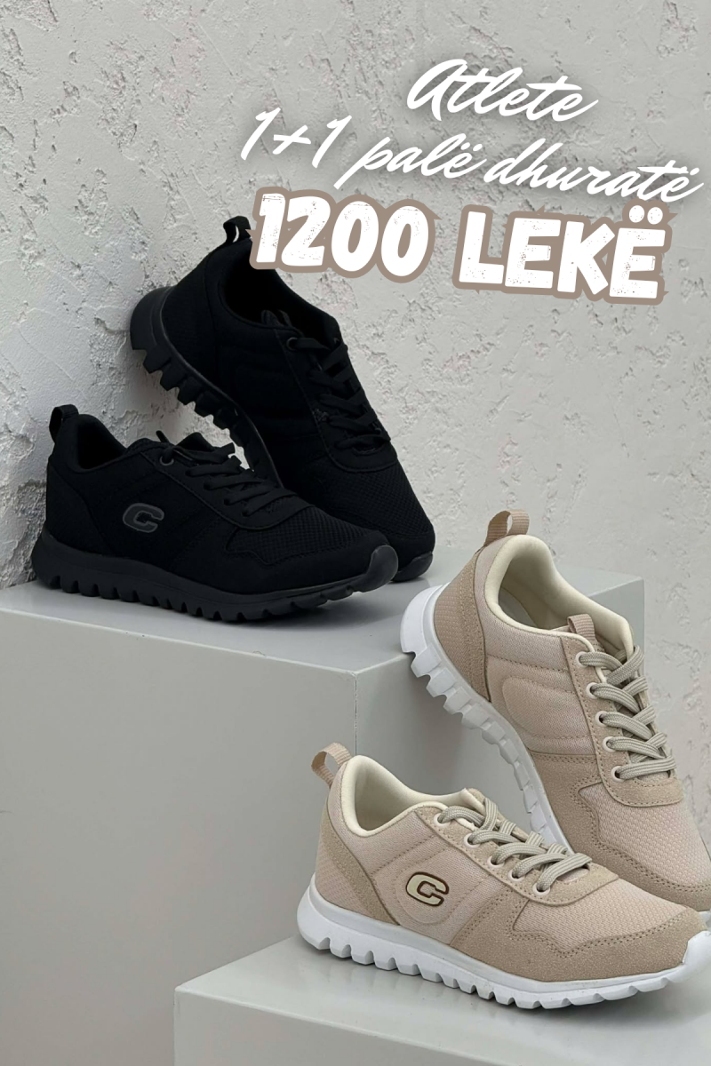 PACK OF 2 PIECES SIMPLE EVERYDAY ONE COLOR WOMEN SNEAKERS BLACK-BEIGE/ZEBE - 1