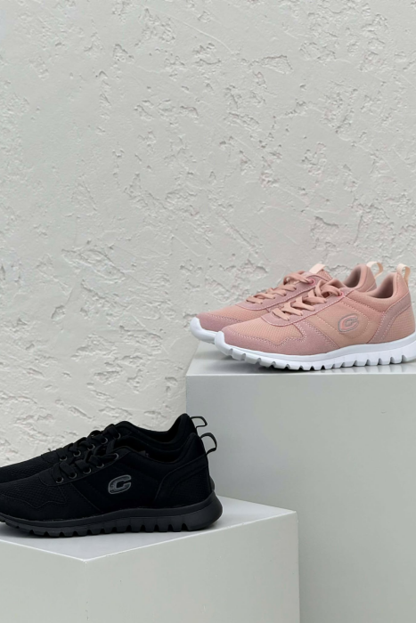 PACK OF 2 PIECES SIMPLE EVERYDAY ONE COLOR WOMEN SNEAKERS BLACK+POWDER - 