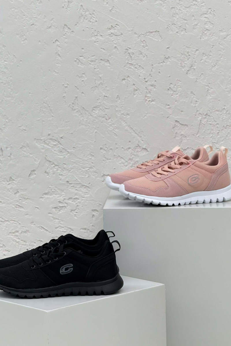 PACK OF 2 PIECES SIMPLE EVERYDAY ONE COLOR WOMEN SNEAKERS BLACK+POWDER - 2