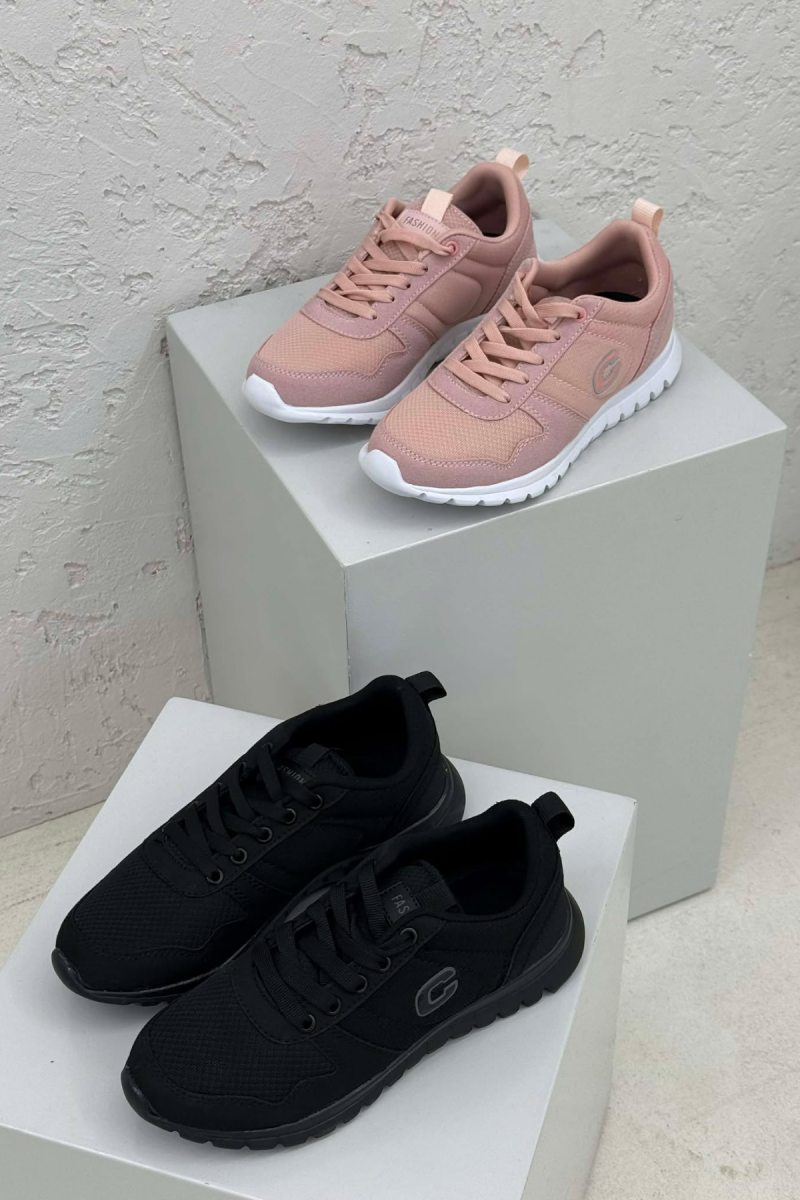 PACK OF 2 PIECES SIMPLE EVERYDAY ONE COLOR WOMEN SNEAKERS BLACK+POWDER - 3