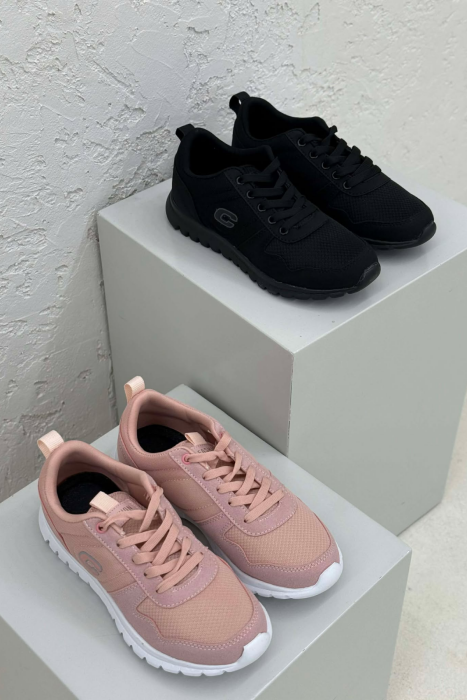 PACK OF 2 PIECES SIMPLE EVERYDAY ONE COLOR WOMEN SNEAKERS BLACK+POWDER - 4