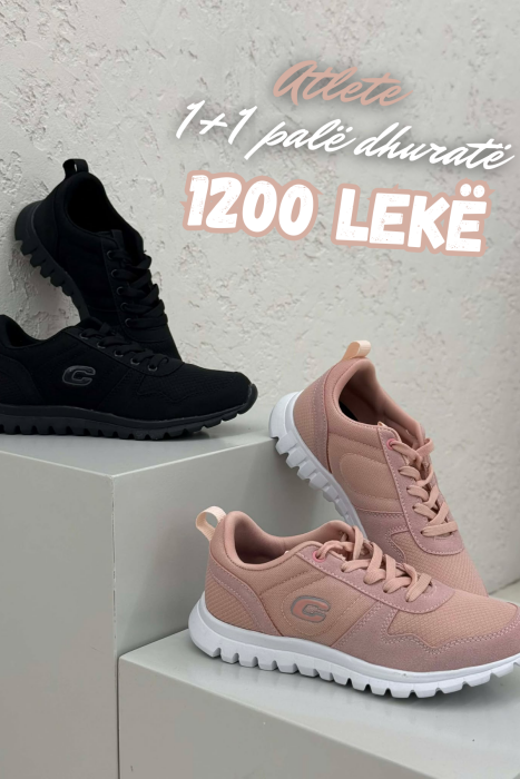 PACK OF 2 PIECES SIMPLE EVERYDAY ONE COLOR WOMEN SNEAKERS BLACK+POWDER - 1