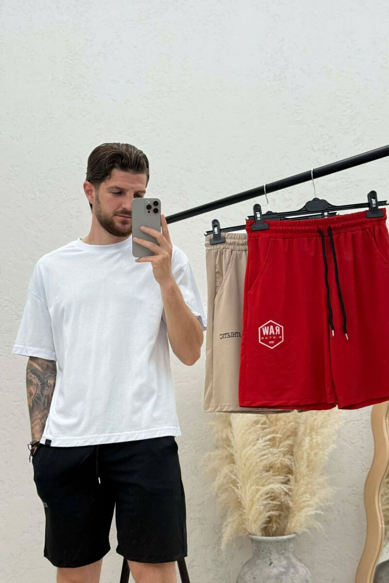 PACK OF 3 PIECE WRITTING ONE COLOR MEN SHORT SWEATPANTS BLACK+BEIGE+RED/ZE+BZH+KU - 2