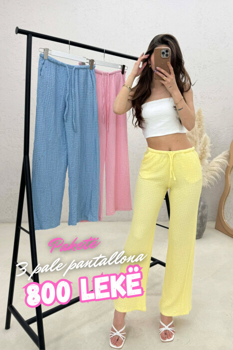 PACK OF 3 PIECES LACING WAIST WOMAN TROUSERS MULTIPLE/SHNGJ - KLAUDIO FASHION