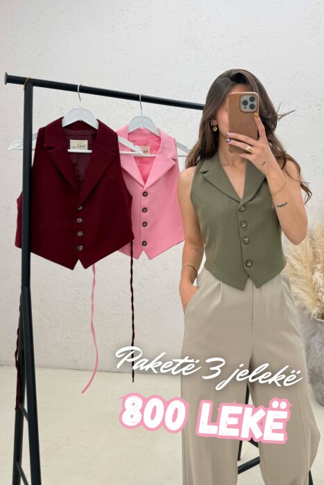 PACK OF 3 PIECES ONE COLOR LACING WAIST WOMAN VESTS MULTIPLE/SHNGJ - KLAUDIO FASHION
