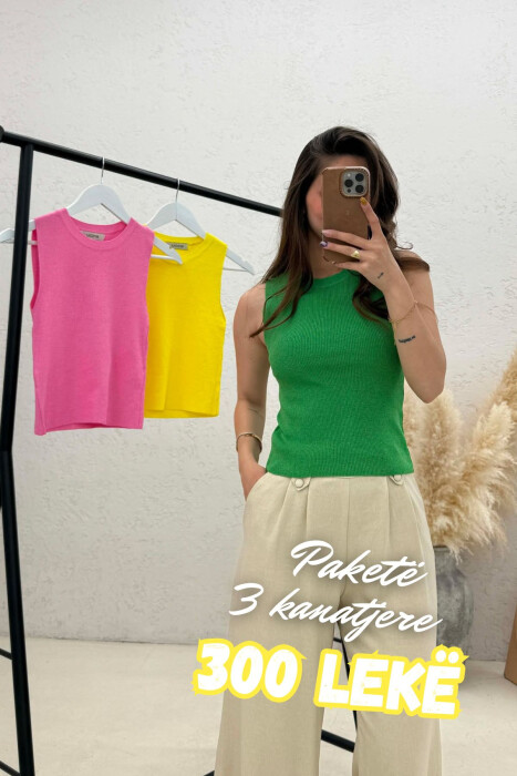 PACK OF 3 PIECES SIMPLE ONE COLOR TANK TOPS MULTIPLE/SHNGJ - KLAUDIO FASHION