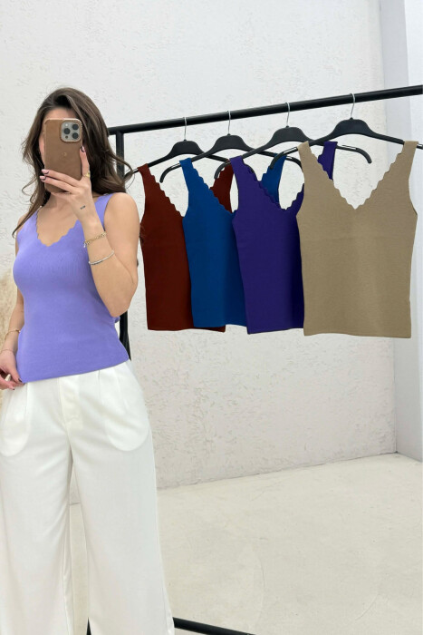 PACK OF 5 PIECES ONE COLOR V NECK WOMEN TANK TOPS MULTIPLE/SHNGJ - 2