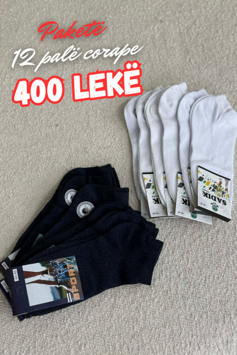 PAKETE 12 PALE CORAPE PER MESHKUJ NE NGJYRE TE BARDHE DHE BLU - 1