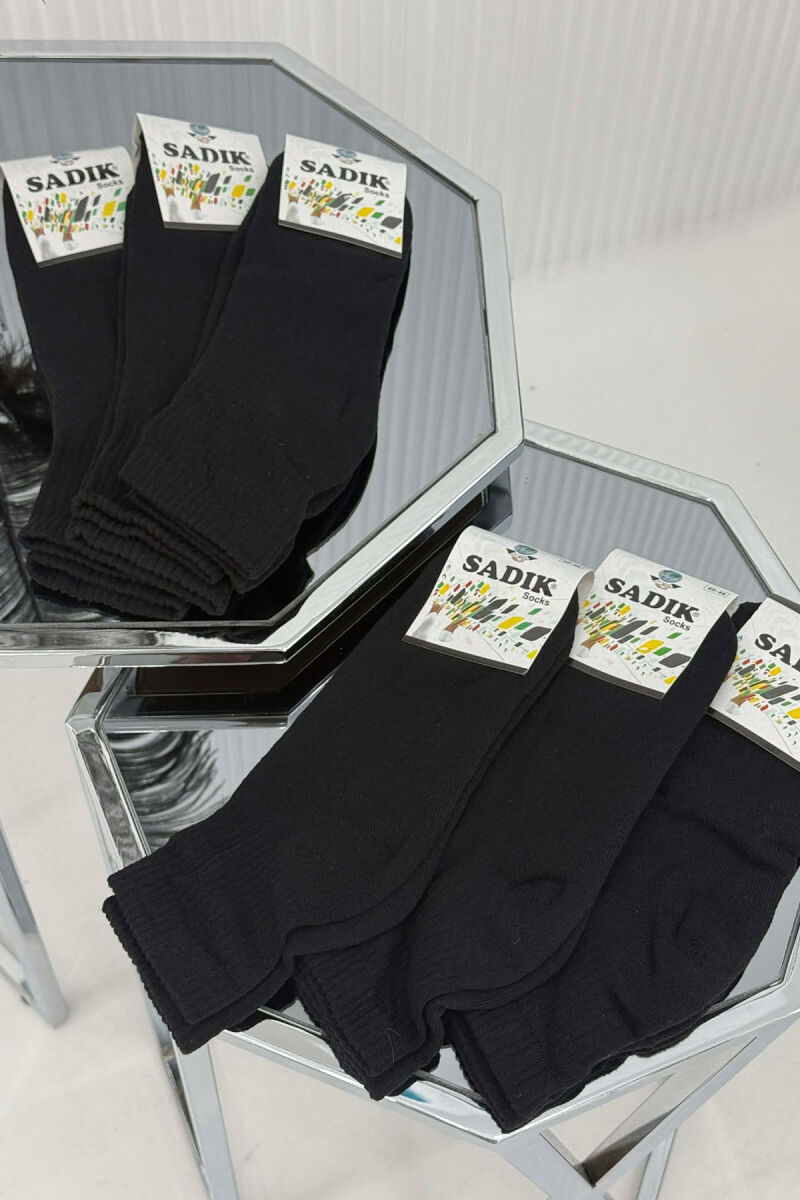 PAKETË ME 6 PALË ÇORAPE TË NGROHTA PËR MESHKUJ NË NGJYRË TË ZEZË - 1