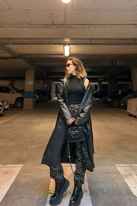 PALLTO LËKURE PËR FEMRA NË NGJYRËN E ZEZË - 7