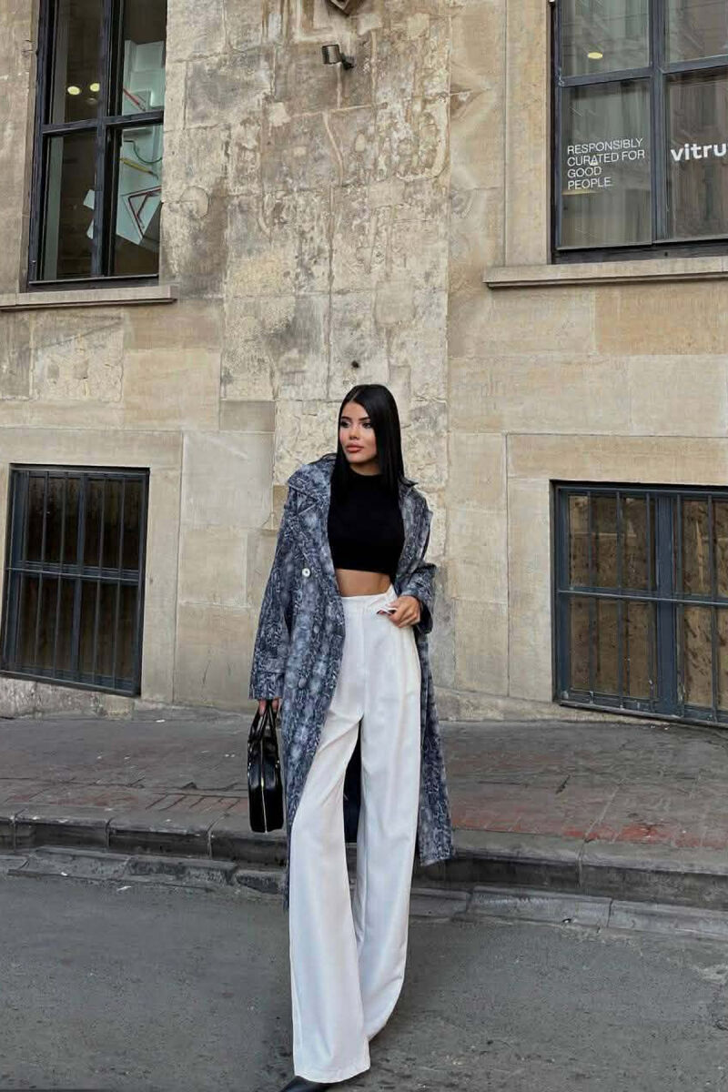 PALLTO ME DIZAJN GJARPERI DHE ME DETAJIN E RRIPIT PER FEMRA NE NGJYRE GRI - 3