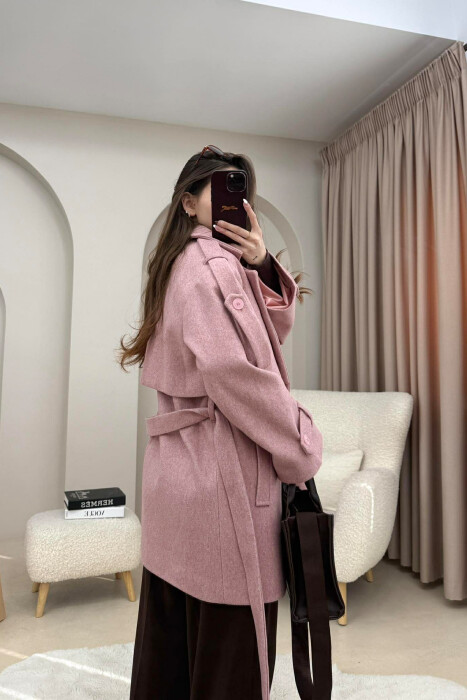 PALLTO NJE NGJYRESHE ME DETAJIN E RRIPIT PER FEMRA NE NGJYRE UTHULL - 5