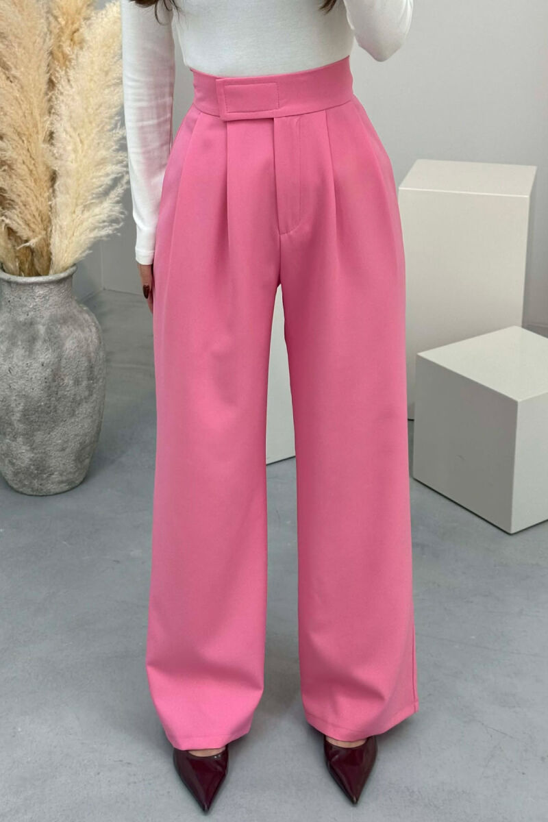 PANTALLONA TE GJERA NJE NGJYRESHE ME BEL GJYSEM ELASTIK PER FEMRA NE NGJYRE ROZE - 3