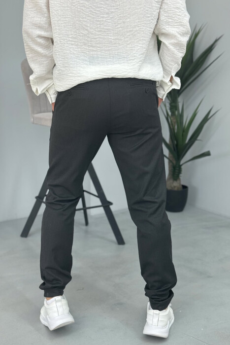 PANTALLONA KLASIKE NJË NGJYRËSHE PËR MESHKUJ NË NGJYRËN GRI E ERRËT - 2