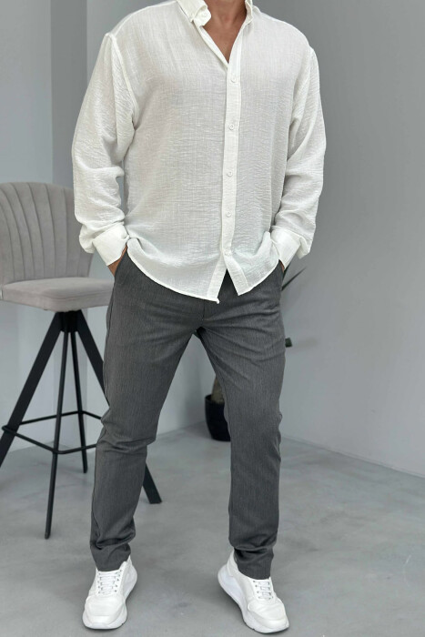 PANTALLONA KLASIKE NJË NGJYRËSHE PËR MESHKUJ NË NGJYRËN GRI 