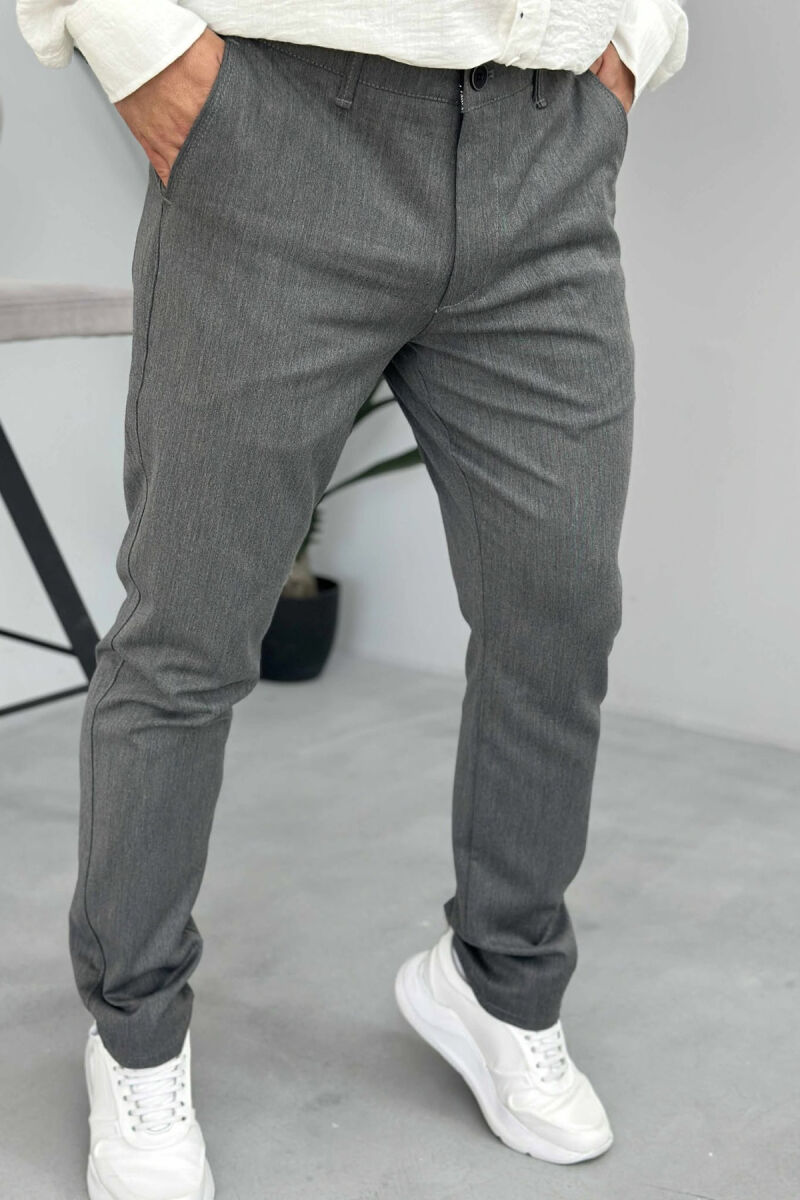 PANTALLONA KLASIKE NJË NGJYRËSHE PËR MESHKUJ NË NGJYRËN GRI - 4