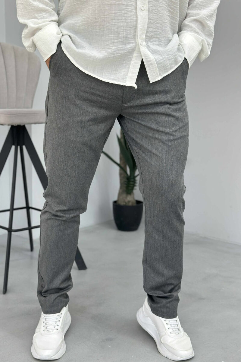 PANTALLONA KLASIKE NJË NGJYRËSHE PËR MESHKUJ NË NGJYRËN GRI - 5