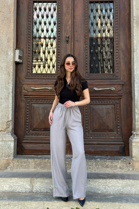 PANTALLONA ME BEL ELASTIK PER FEMRA NE NGJYRE GRI - 5