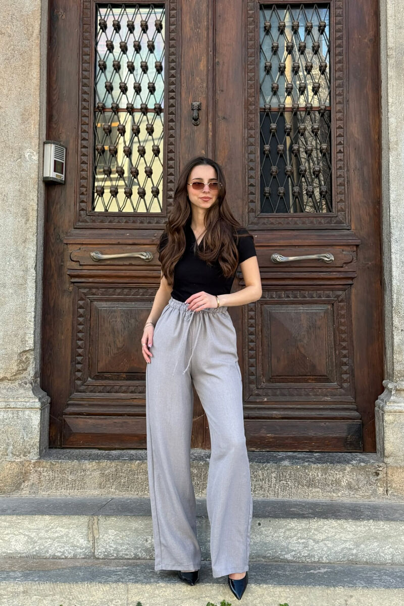 PANTALLONA ME BEL ELASTIK PER FEMRA NE NGJYRE GRI - 5