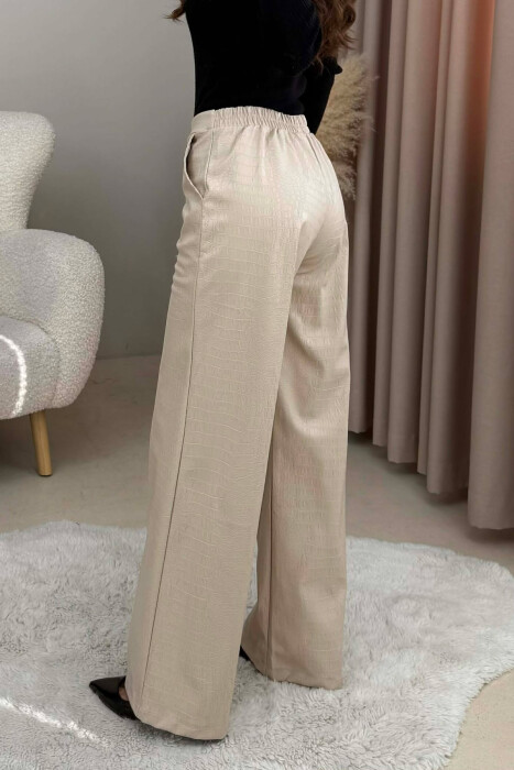 PANTALLONA LEKURE ME BEL GJYSEM ELASTIK PER FEMRA NE NGJYRE KREM - 4