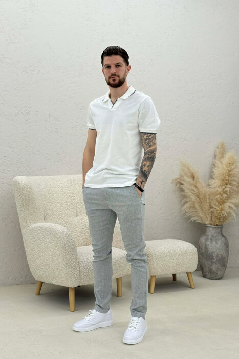 PANTALLONA ME LIDHSESE TEK BELI PER MESHKUJ NE NGJYRE GRI TE ZBARDHUR - 2