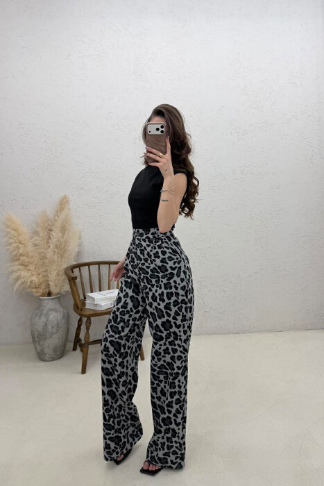 PANTALLONA ME PRINT LEOPARDI PER FEMRA NE NGJYRE GRI - 2