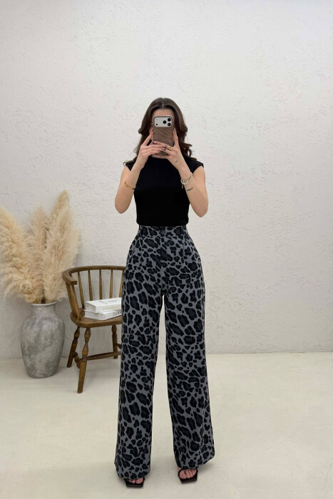 PANTALLONA ME PRINT LEOPARDI PER FEMRA NE NGJYRE GRI TE ERRET - KLAUDIO FASHION