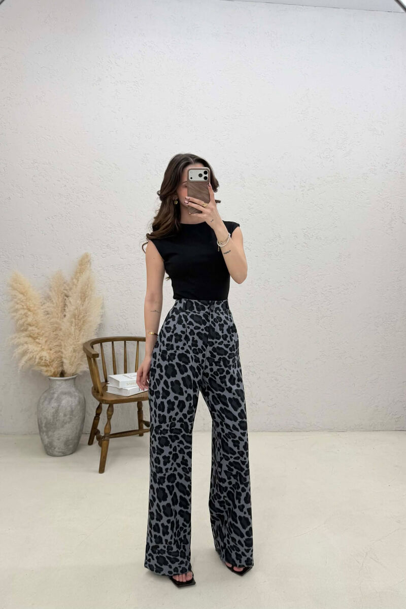 PANTALLONA ME PRINT LEOPARDI PER FEMRA NE NGJYRE GRI TE ERRET - 2