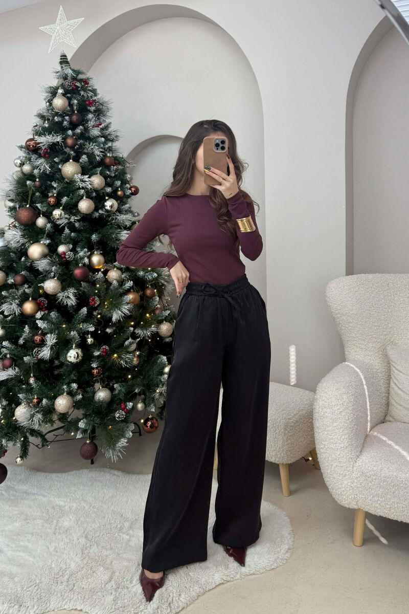 PANATLLONA ME SHKËLQIM ME LIDHËSE DHE BEL ELASTIK PËR FEMRA NË NGJYRË TË ZEZË - 2