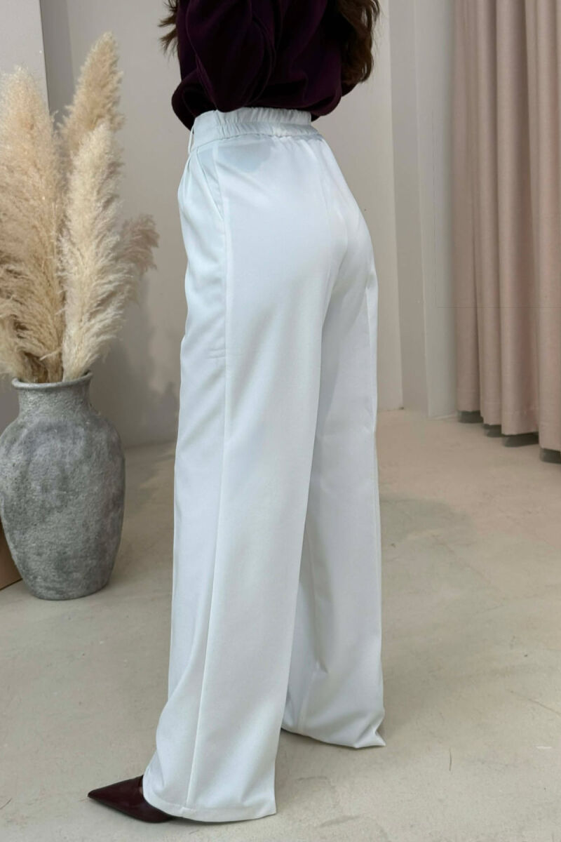 PANTALLONA NJE NGJYRESHE ME BEL GJYSEM ELASTIK PER FEMRA NE NGJYRE TE BARDHE - 4