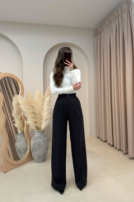 PANTALLONA NJE NGJYRESHE ME BEL GJYSEM ELASTIK PER FEMRA NE NGJYRE TE ZEZE MESNATE - 2