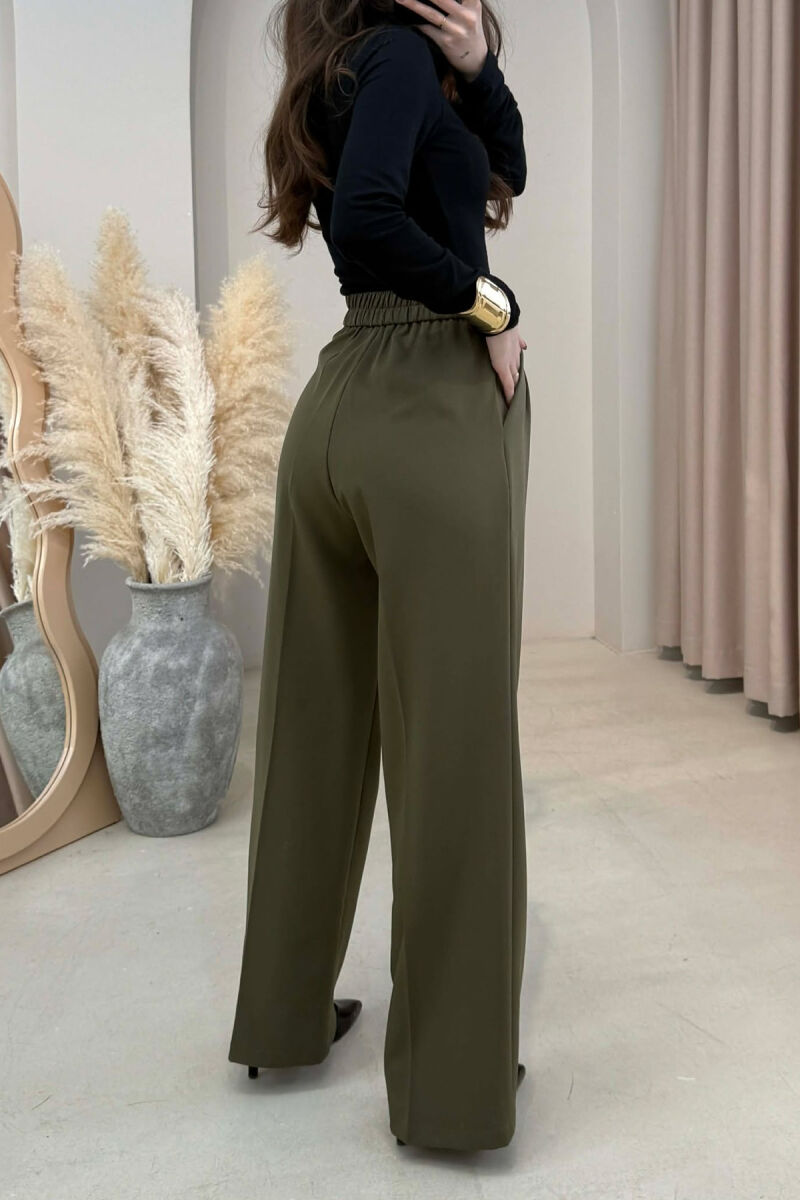 PANTALLONA NJE NGJYRESHE ME BEL GJYSEM ELASTIK PER FEMRA NE NGJYRE ULLI - 3