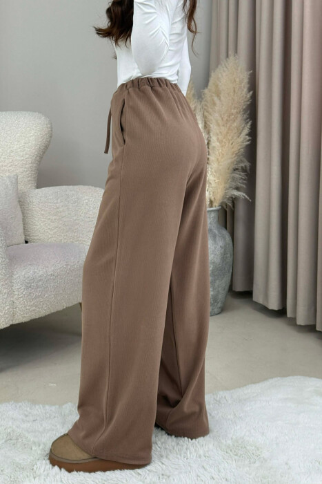 PANTALLONA NJE NGJYRESHE ME BEL ME LIDHESE PER FEMRA NE NGJYRE BEZHE - 3