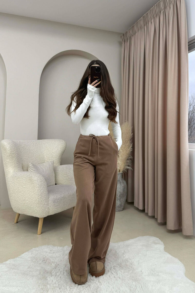 PANTALLONA NJE NGJYRESHE ME BEL ME LIDHESE PER FEMRA NE NGJYRE BEZHE - 4