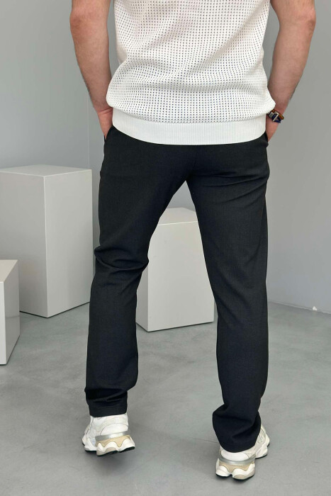 PANTALLONA NJË NGJYRËSHE ME DETAJIN E LIDHSES PËR MESHKUJ NË NGJYRËN GRI E ERRËT - 4