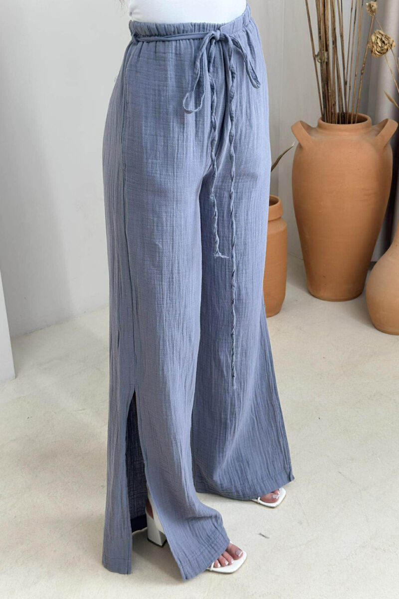 PANTALLONA NJË NGJYRËSHE ME DETAJIN E LIDHSES PËR FEMRA NË NGJYRË GRI - 5