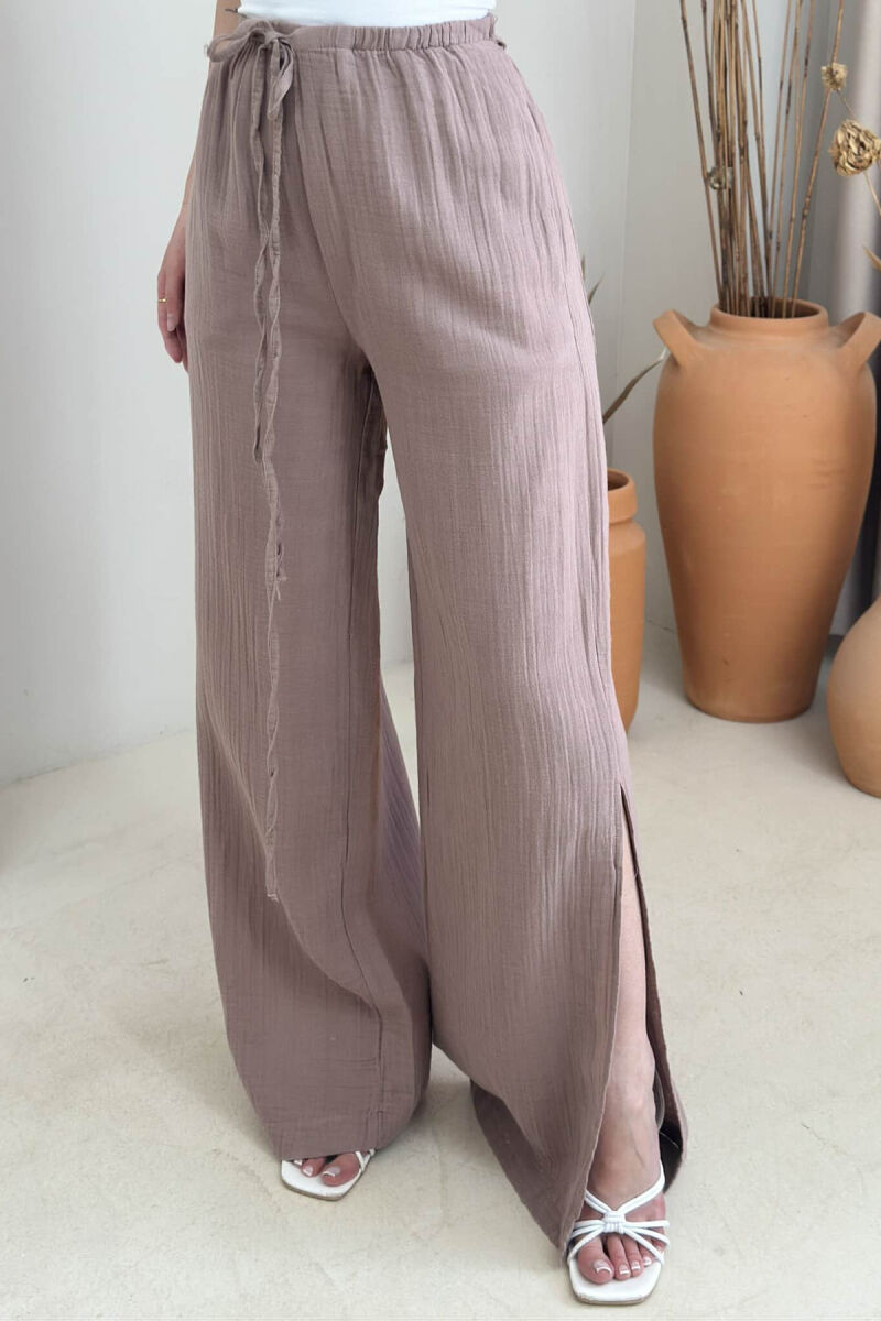 PANTALLONA NJË NGJYRËSHE ME DETAJIN E LIDHSES PËR FEMRA NË NGJYRË UTHULL - 3