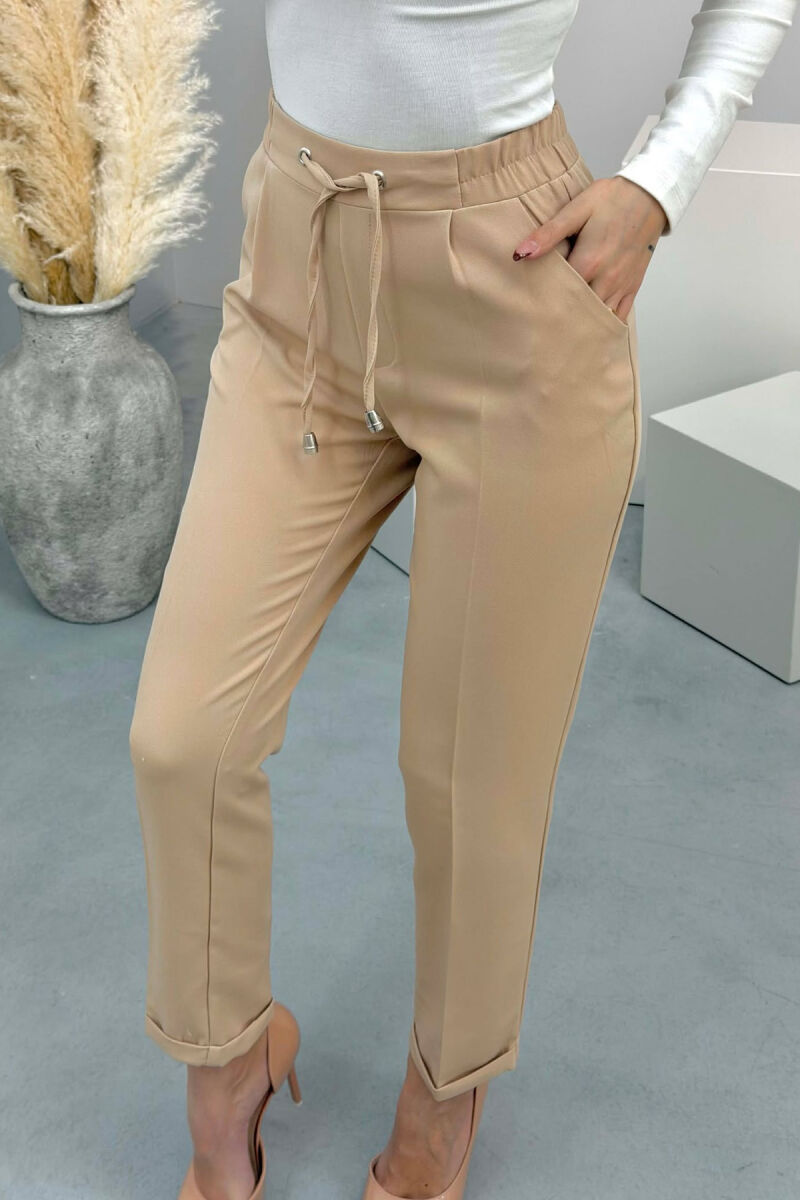 PANTALLONA NJE NGJYRESHE ME LIDHESE PER FEMRA NE NGJYRE BEZHE - 2