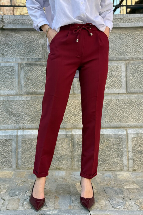 PANTALLONA NJE NGJYRESHE ME LIDHESE PER FEMRA NE NGJYRE VISHNJE - 2