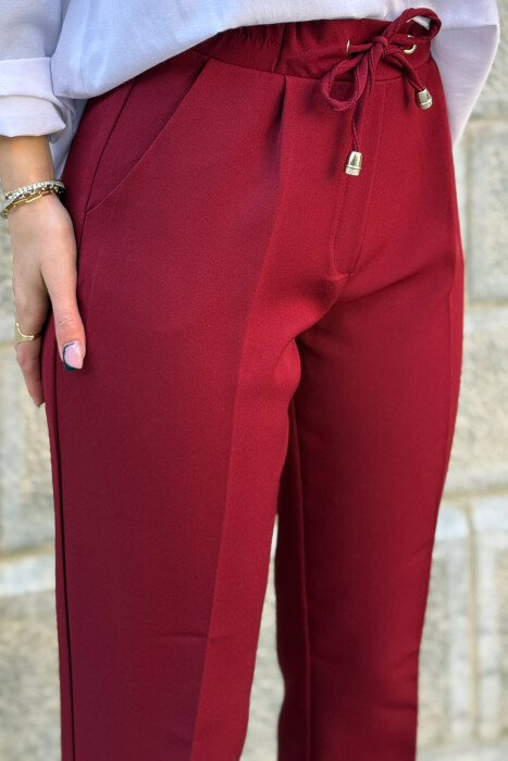 PANTALLONA NJE NGJYRESHE ME LIDHESE PER FEMRA NE NGJYRE VISHNJE - 4