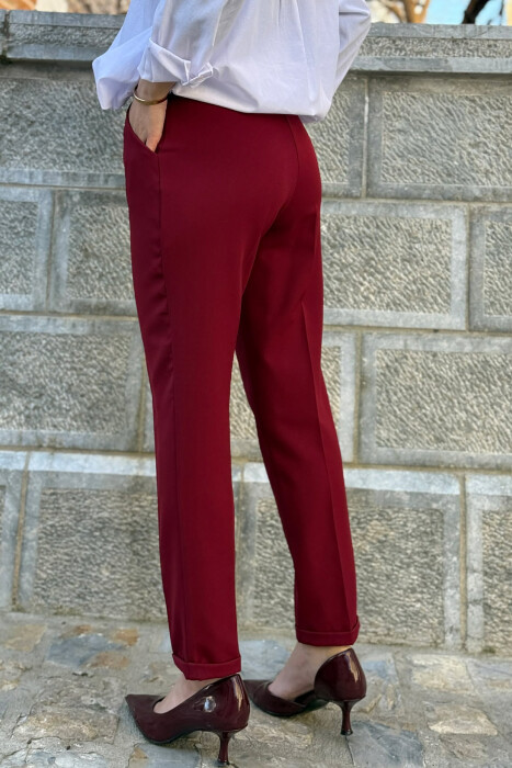 PANTALLONA NJE NGJYRESHE ME LIDHESE PER FEMRA NE NGJYRE VISHNJE - 5