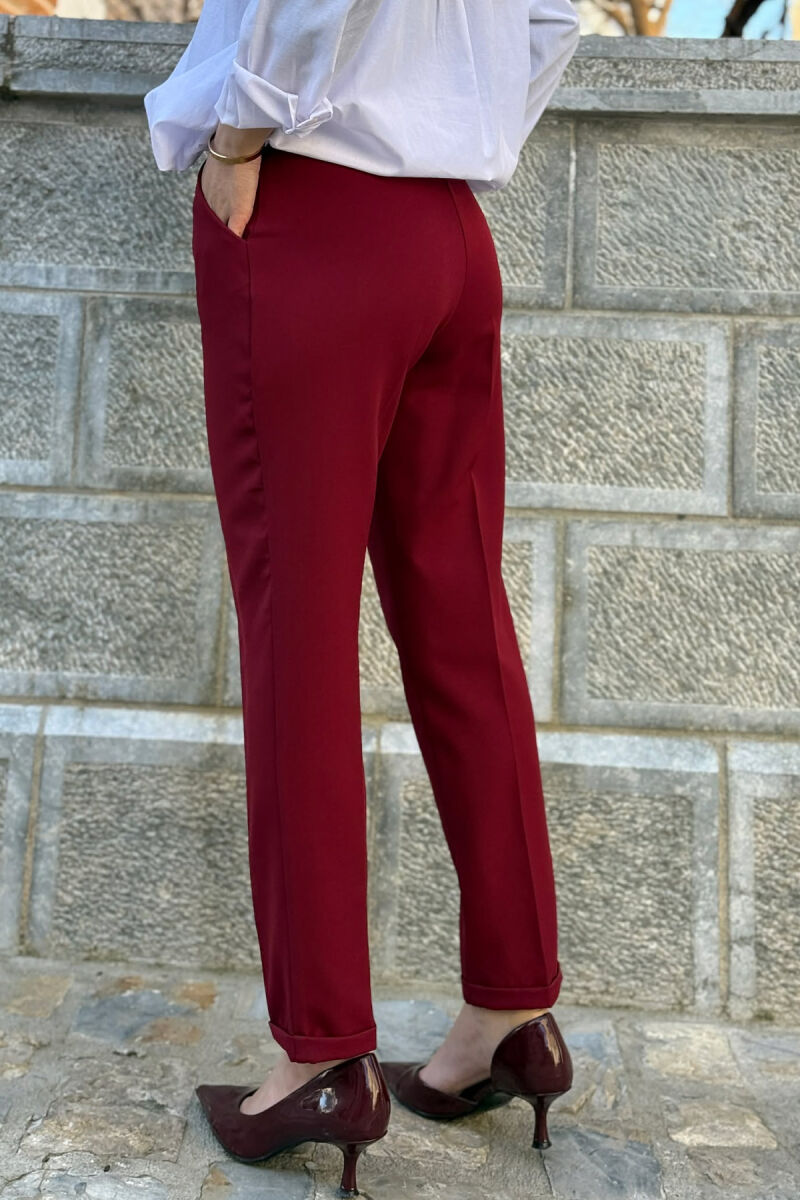 PANTALLONA NJE NGJYRESHE ME LIDHESE PER FEMRA NE NGJYRE VISHNJE - 5