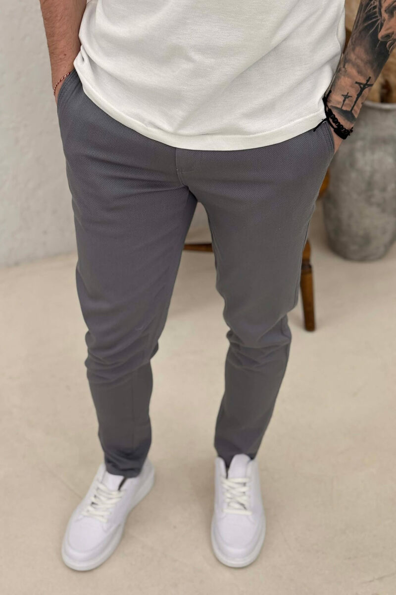 PANTALLONA NJE NGJYRESHE ME LIDHESE TEK BELI PER MESHKUJ NE NGJYRE GRI TE ZBARDHUR - 5