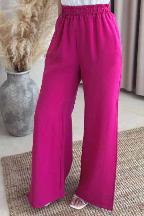 PANTALLONA NJË NGJYRËSHE TË GJERA PËR FEMRA NË NGJYRËN ÇIKLAMI - 3