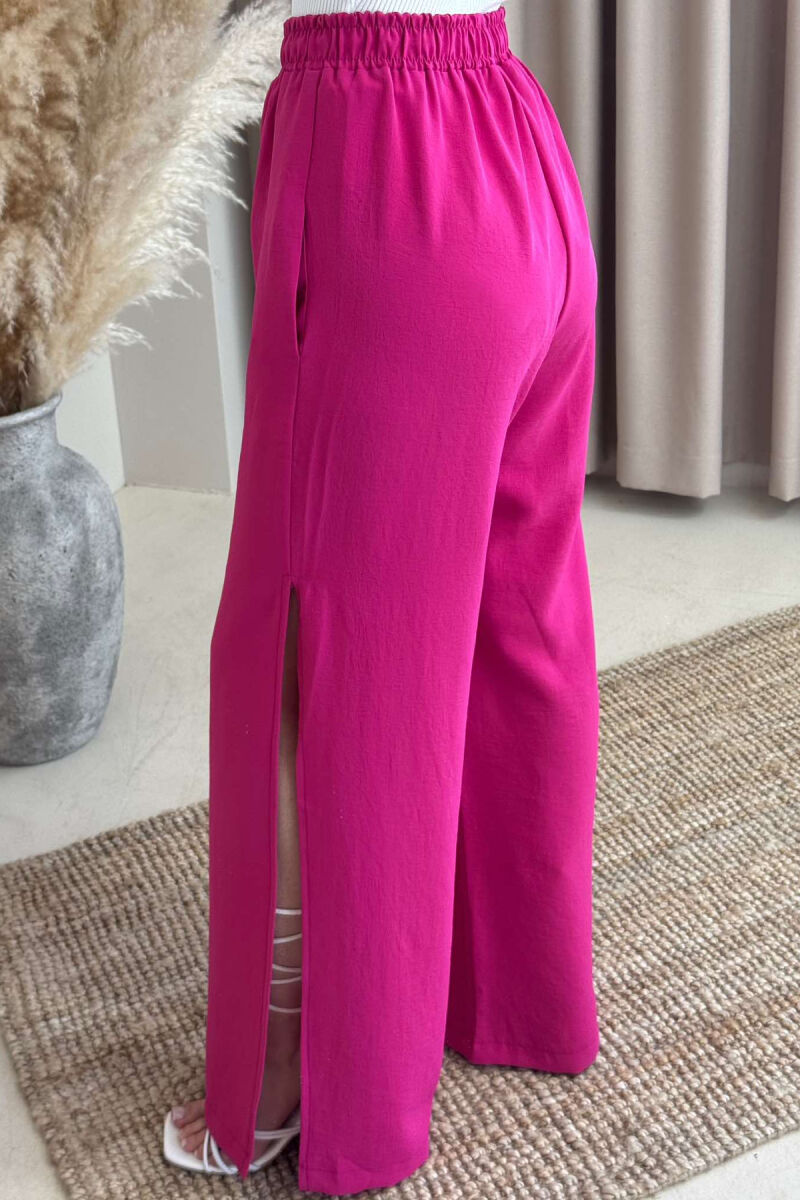 PANTALLONA NJË NGJYRËSHE TË GJERA PËR FEMRA NË NGJYRËN ÇIKLAMI - 4