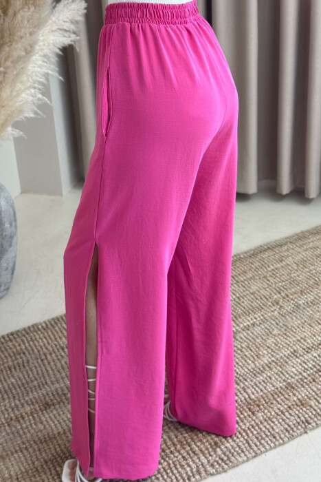 PANTALLONA NJË NGJYRËSHE TË GJERA PËR FEMRA NË NGJYRËN ROZË - 4