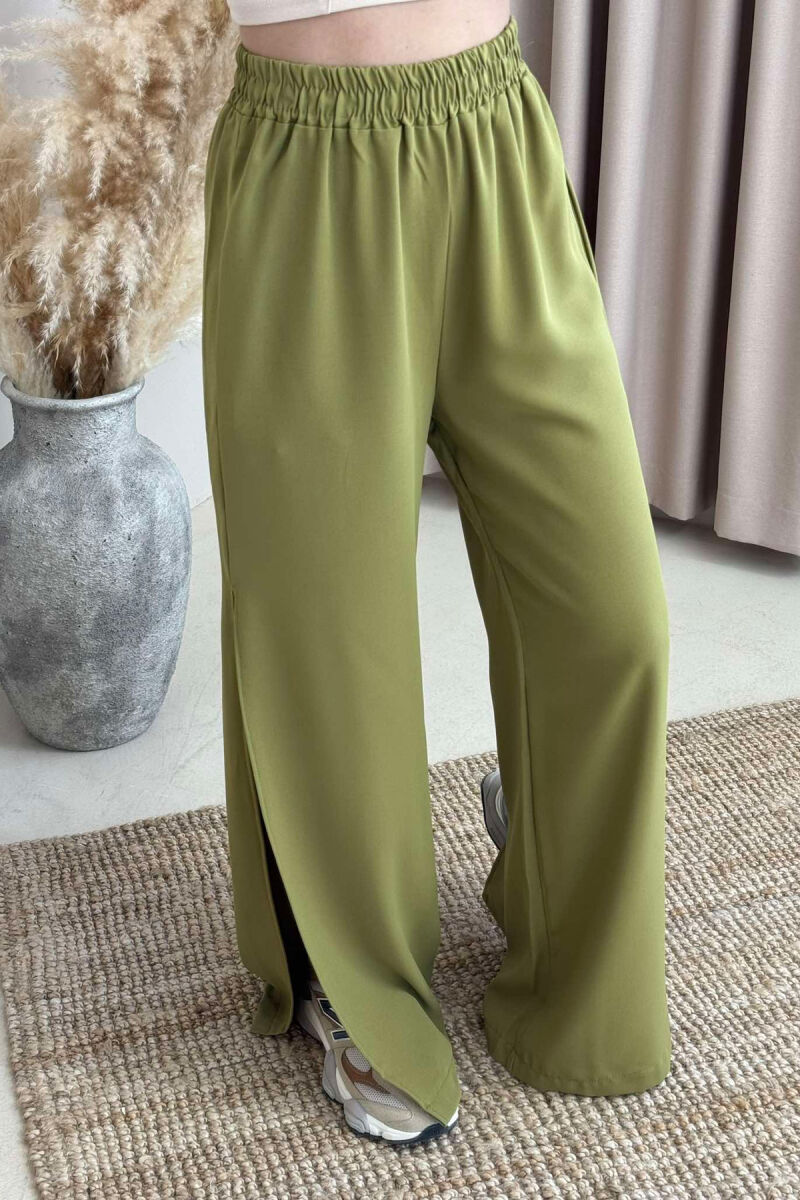 PANTALLONA NJË NGJYRËSHE TË GJERA PËR FEMRA NË NGJYRËN ULLI - 3